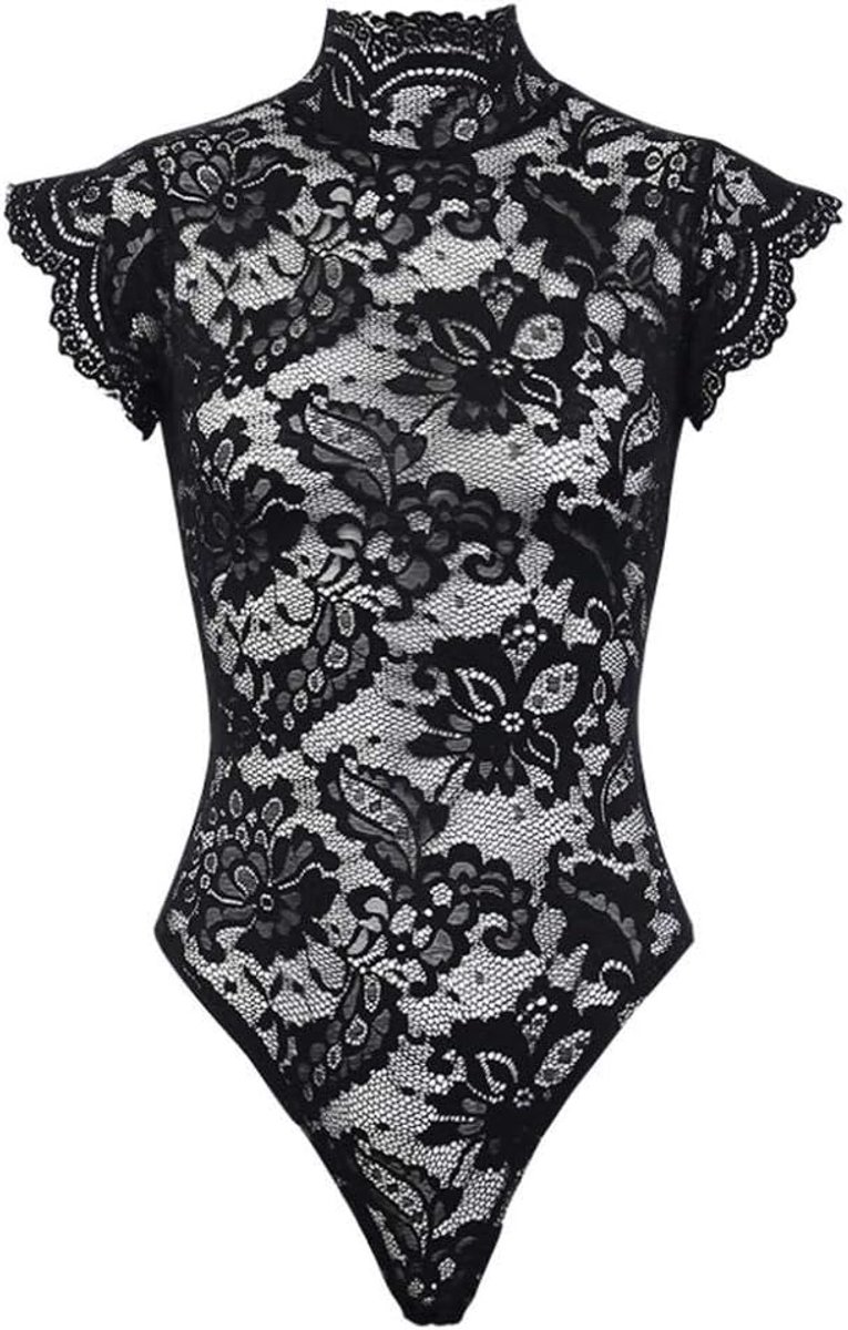 Dames Sexy Lingerie Hoge Nek Sexy Ondergoed Ruglooze Bandage Erotische Lingerie-Negro_S
