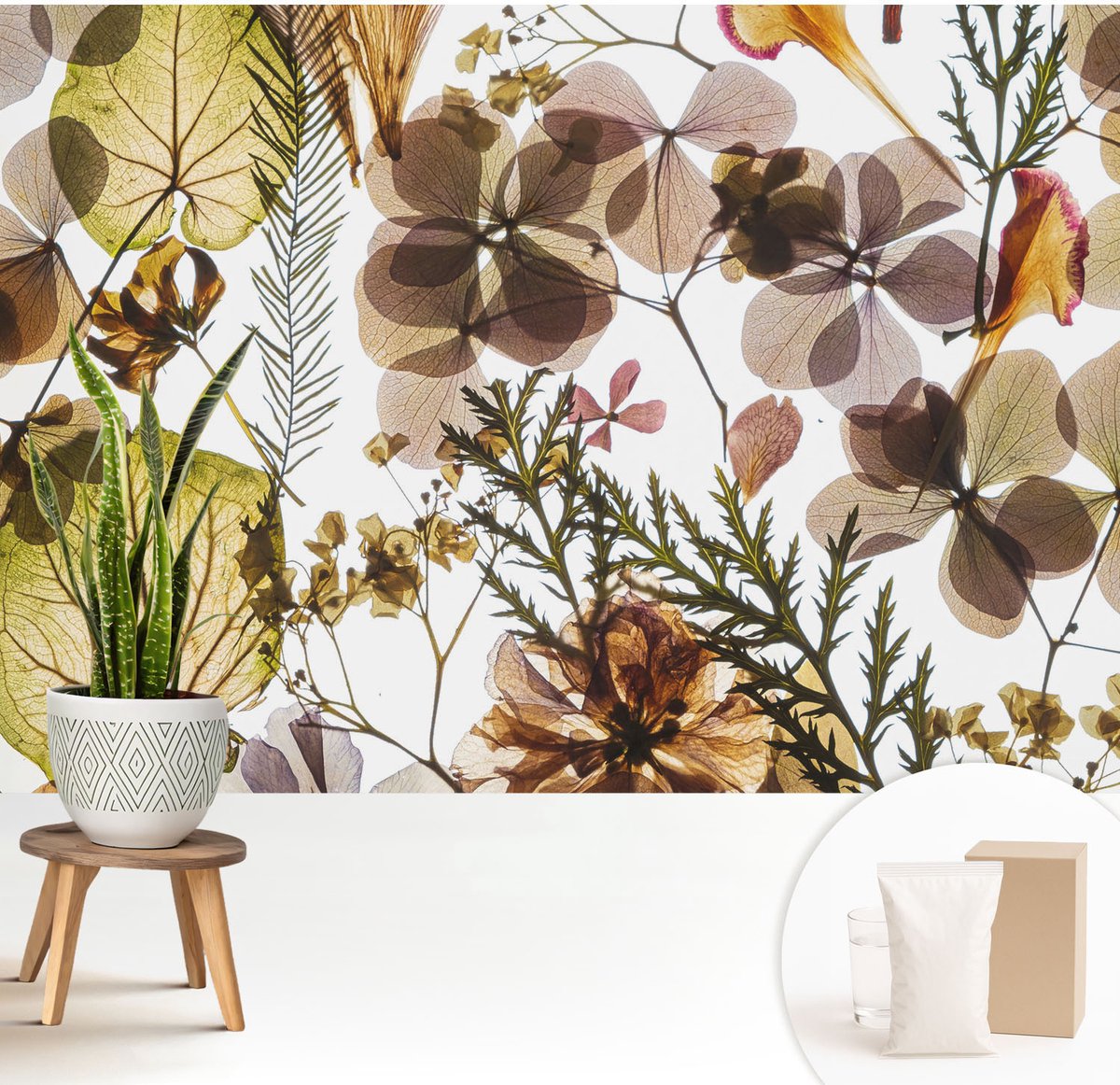 Wallfluent Fotobehang - Groente Vliesbehang - 208x146 cm - Natuurlijke Samenstelling Muurschildering - Gang behang Bloemen En Planten - Fotobehang Vlies - Gang behang