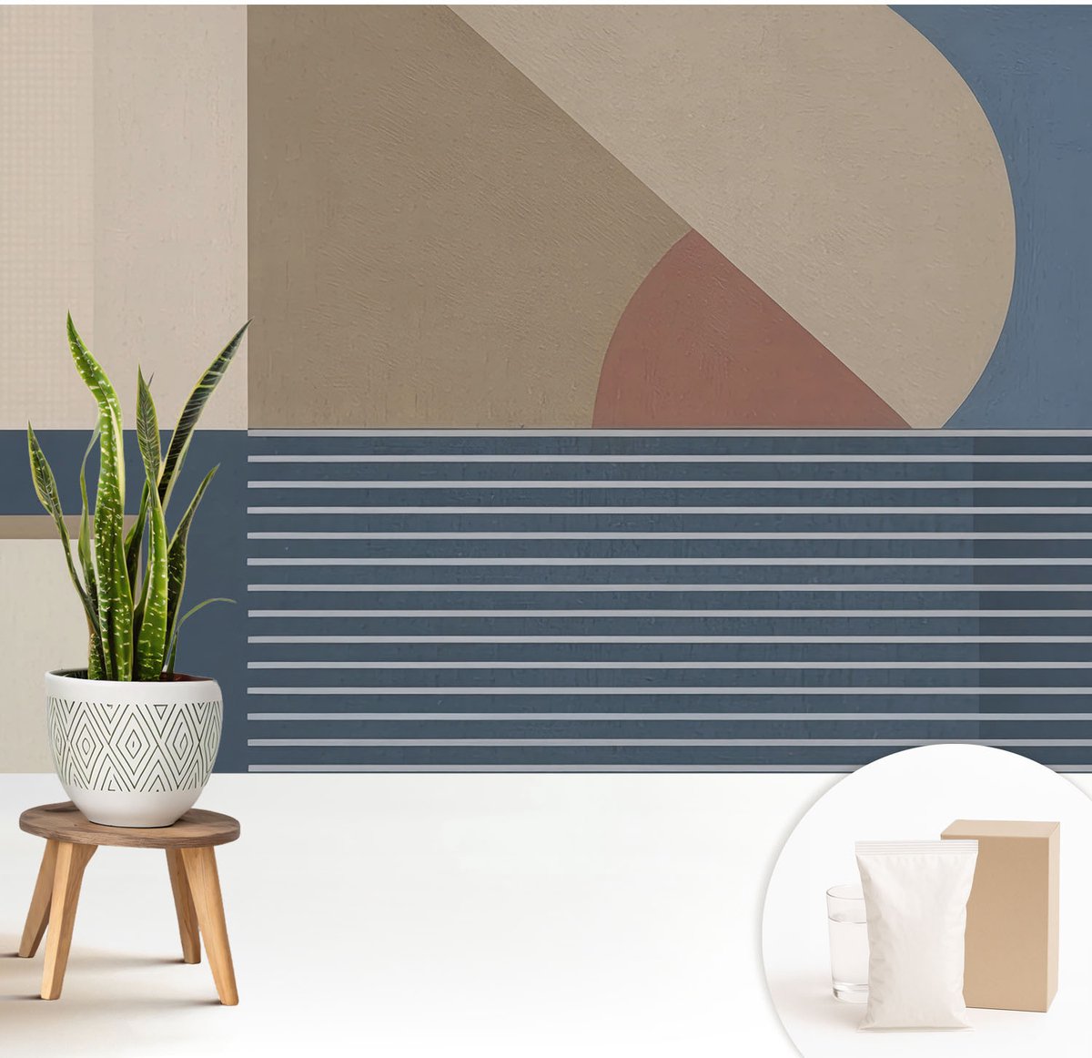 Wallfluent Fotobehang - Bruin Vliesbehang - 208x146 cm - Harmonieuze Geometrie Muurschildering - Slaapkamer behang Geometrie - Fotobehang Vlies - Slaapkamer behang
