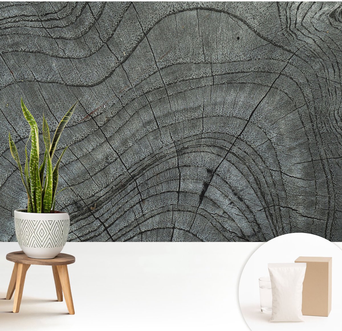 Wallfluent Fotobehang - Grijs Vliesbehang - 208x146 cm - Korrelpatroon Fotobehang Vlies - Hal behang Texturen - Muurschildering - Woonkamer behang