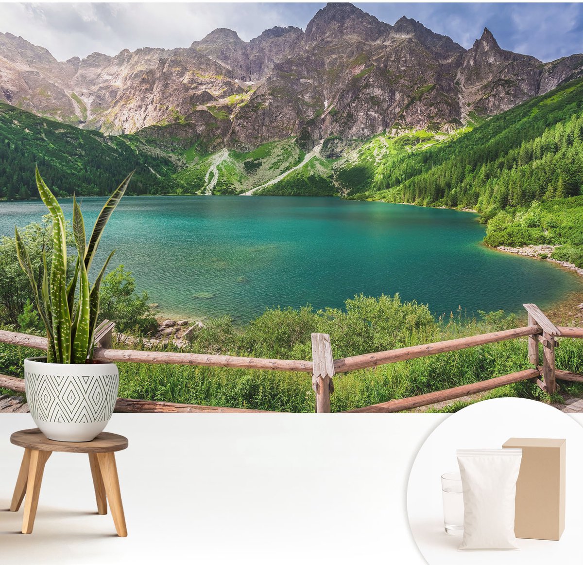 Wallfluent Fotobehang - Groente Vliesbehang - 208x146 cm - Berglandschap Muurschildering - Gang behang Landschappen - Fotobehang Vlies - Slaapkamer behang