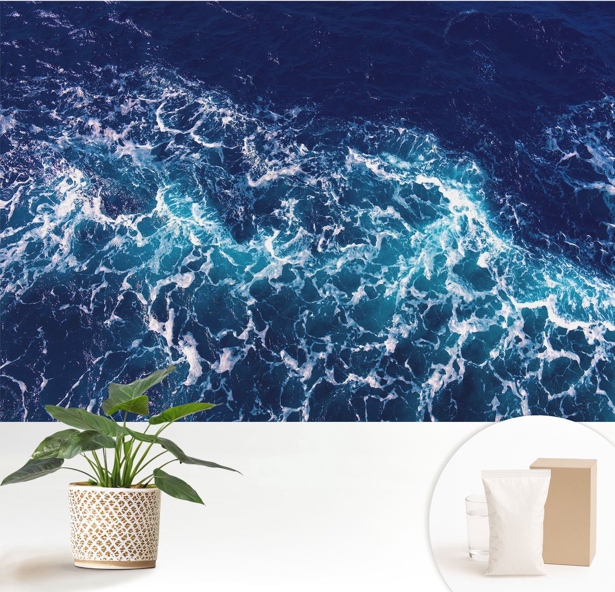 Wallfluent Fotobehang - Marine Vliesbehang - 152x104 cm - Zeegolven Fotobehang Vlies - Hal behang Landschappen - Muurschildering - Hal behang