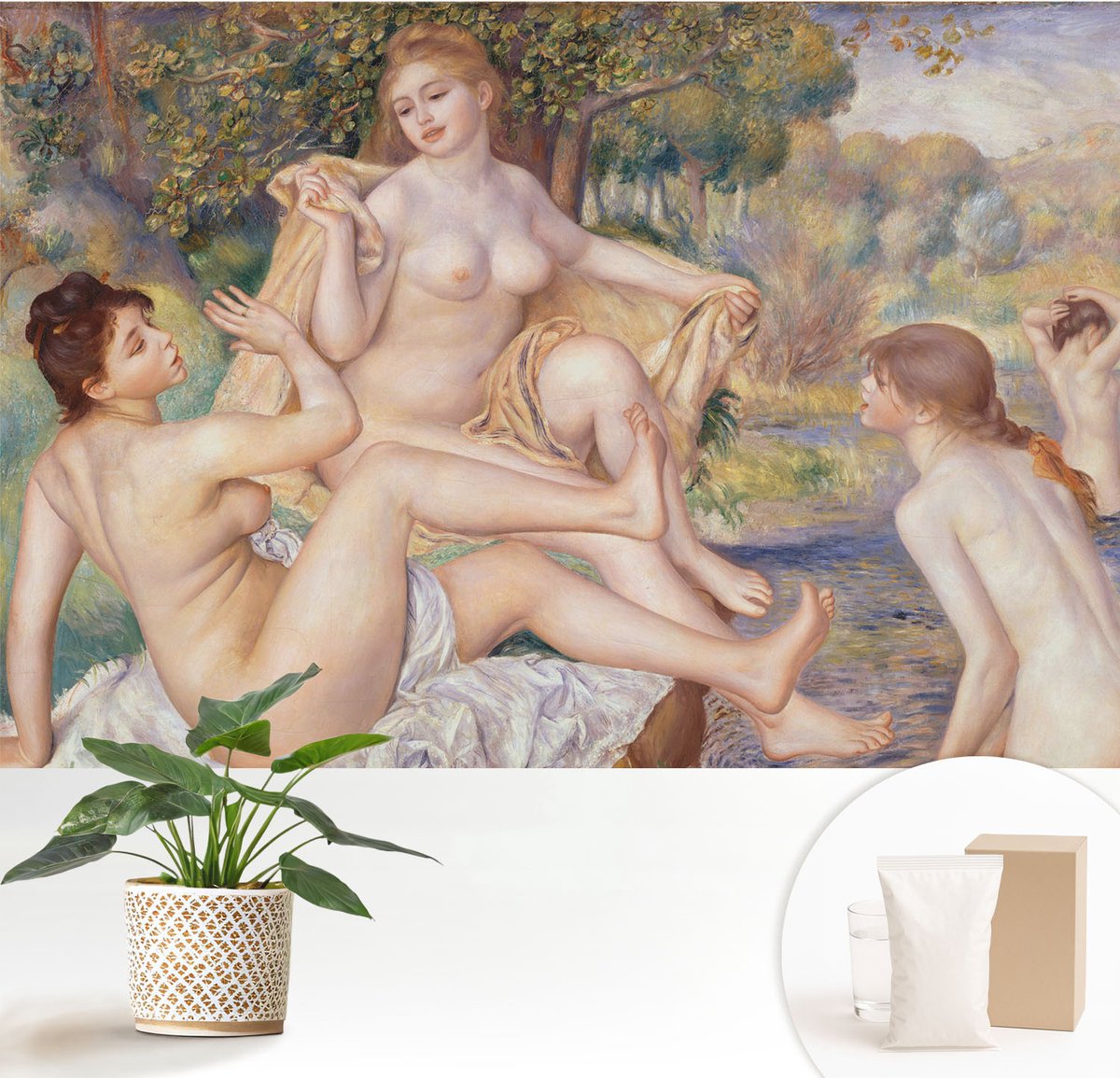 Wallfluent Fotobehang - Beige Vliesbehang - 152x104 cm - Vrouwen Die Rusten Muurschildering - Slaapkamer behang Deel - Fotobehang Vlies - Gang behang