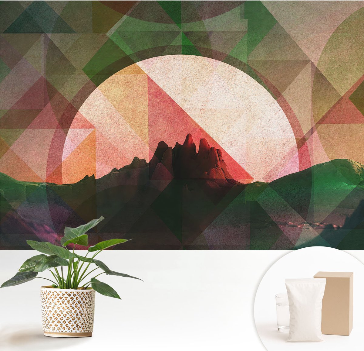 Wallfluent Fotobehang - Groente Vliesbehang - 152x104 cm - Schilderachtige Heuvels Muurschildering - Slaapkamer behang Abstractie - Fotobehang Vlies - Slaapkamer behang