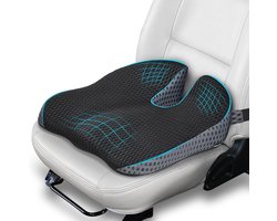 Zitkussen Orthopedisch - Stuitkussen Ergonomisch - Wigkussen met Antislip Band - Traagschuim - U-vormige Stuitontlasting - 43,5x43,5x13,5 cm - 4D Mesh - Voor Thuis Auto en Bureaustoel - Zitcomfort
