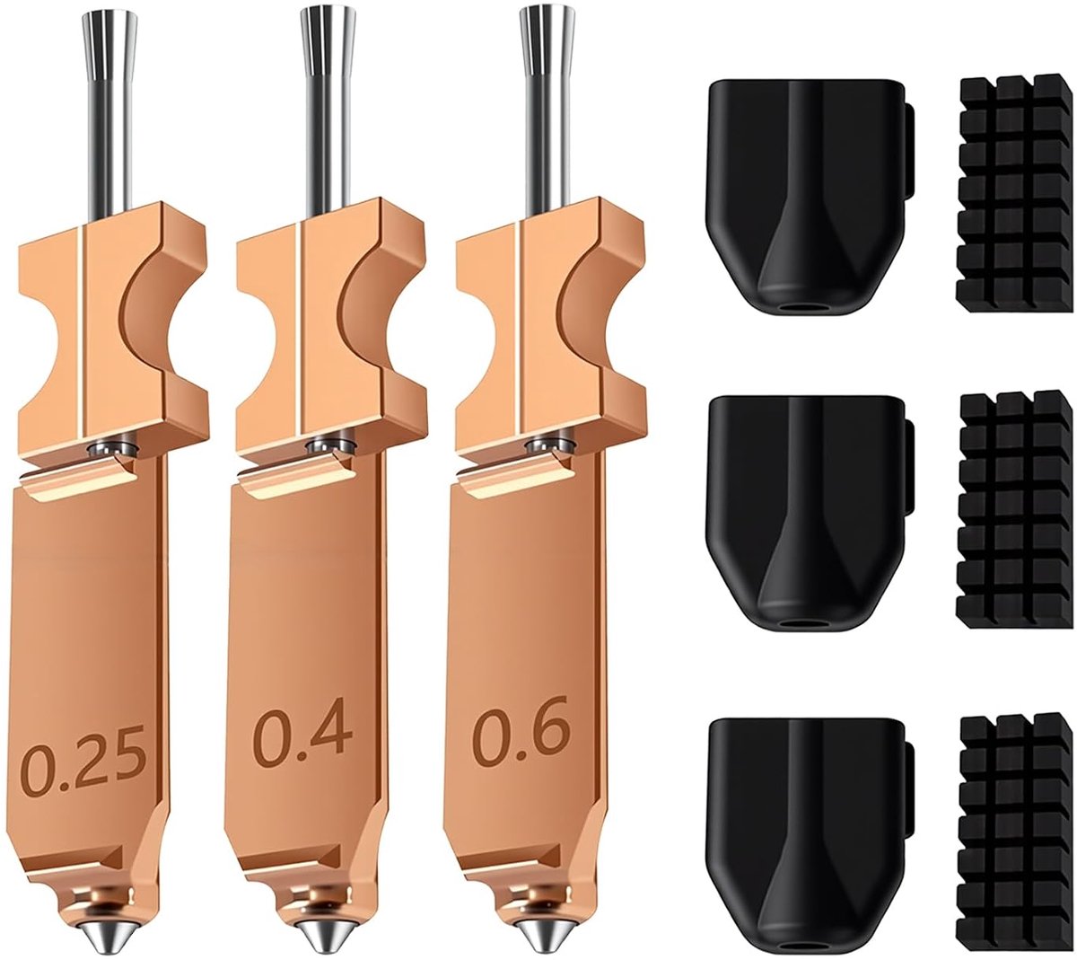 Nozzlekit voor Flashforge AD5X – 0,25 mm / 0,4 mm / 0,6 mm Nozzles met Siliconen Sokken en Nozzle Wipers, 3D-Printeraccessoires