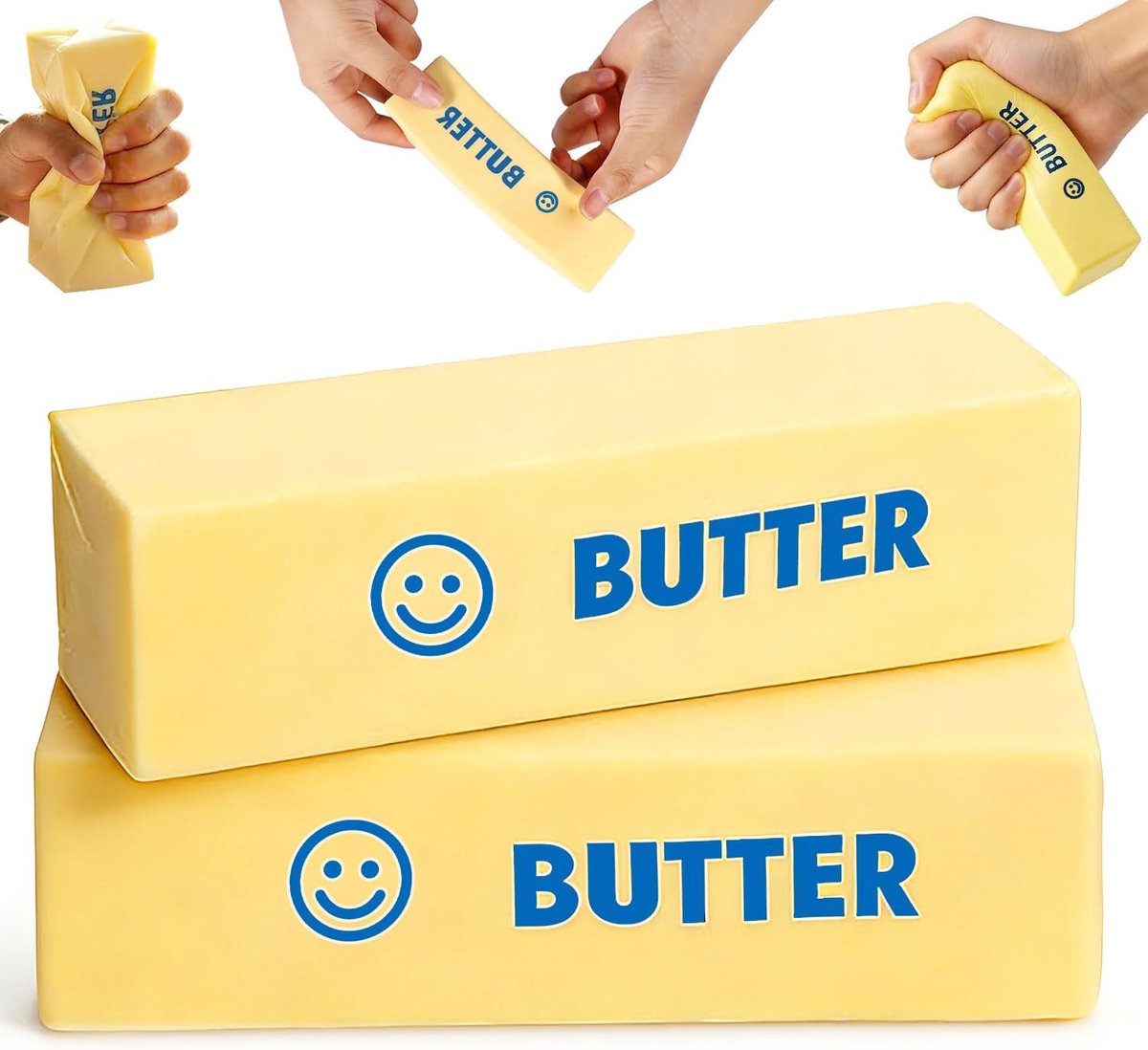 2 stuks boter-squishy speelgoed, langzaam rising boter-stick knijpspeelgoed van PU-materiaal, anti-stress fidget-speelgoed voor angstverlichting en decompressie voor kinderen en volwassenen, veilig en