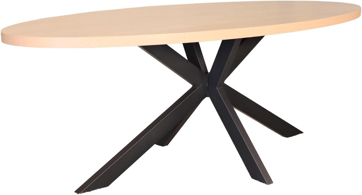 Eettafel ovaal melamine 210cm Tommy lichtbruin ovale tafel