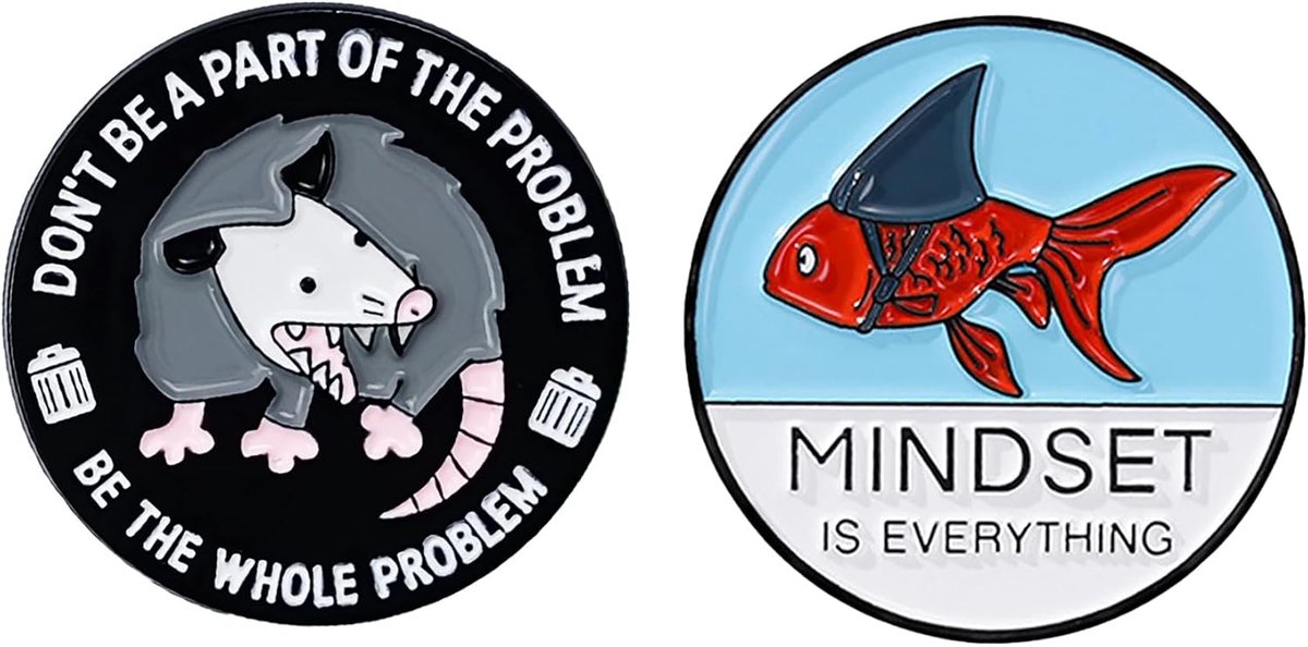 2 stuks grappige dieren emaille pin badge set | Opossum & Dorsale Fin reversspeld | Leuke nieuwigheid broche voor rugzakken, jassen, tassen en hoeden | Eigenzinnig cadeau voor pin verzamelaars vrouwen