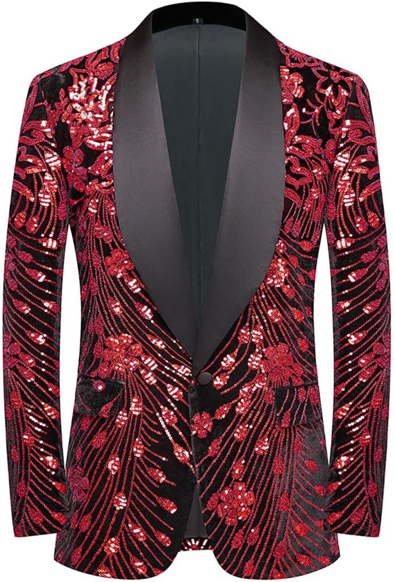 Pailletten fluwelen podiumfeest prom bruiloft diner symmetrie pak jas blazer
