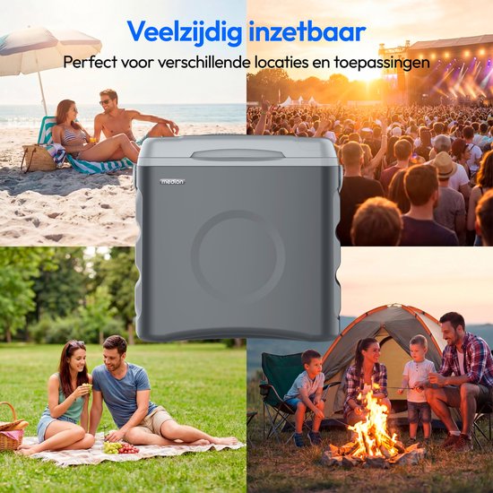 MEDION Thermo-elektrische koelbox 35 L, koel en warmhoudfunctie, 12 V sigarettenaansteker 230 V netstroom USB 5 V voeding, voor auto boot camping, MD370030, grijs van Merkloos — afbeelding 4