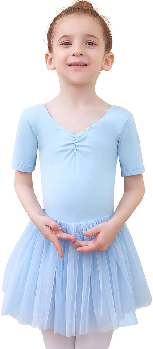Ballet Jurk Kids balletjurk, balletshirt, Kinderen V-hals Kort/lange mouw Korte Mouw Gymnastiek Dancewear Kostuum met tutu Rok