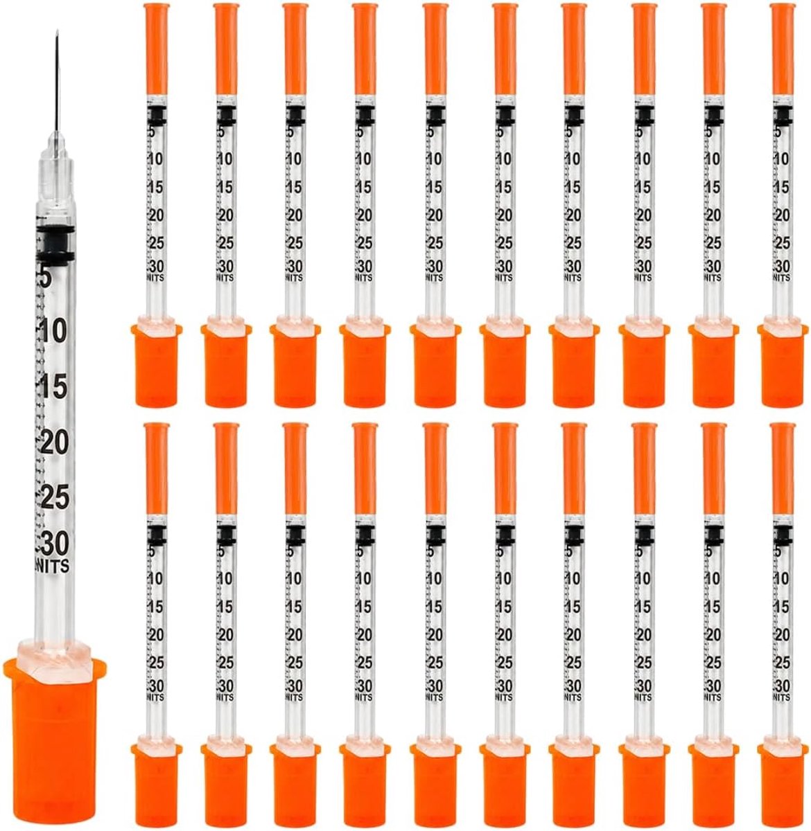 20 plastic meetbuizen met leesbare schaal en oranje beschermdoppen (30g, 13mm), vloeistofdoseringsapparaat voor hobby, handwerk en laboratoriumgebruik