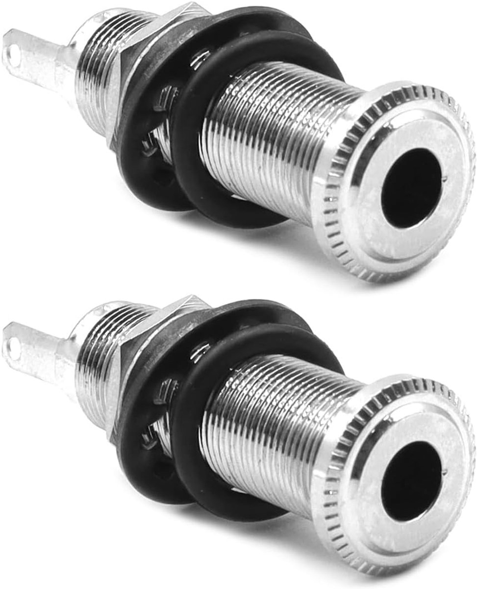 2 Pack Basgitaar Jack, M12 Messing, Zilver