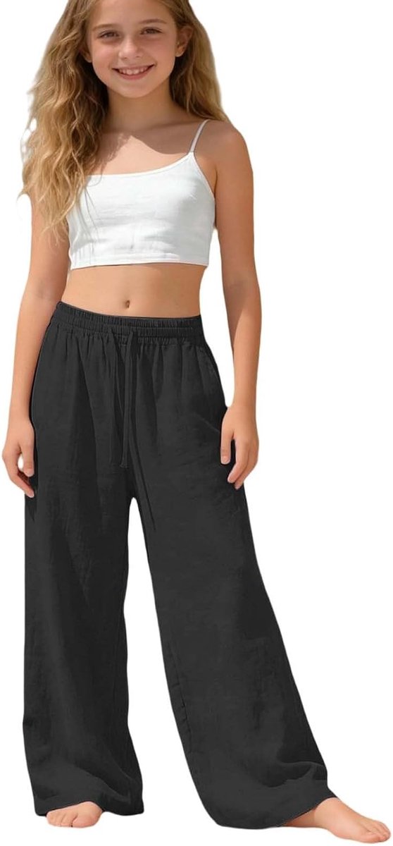 Stijlvolle en comfortabele vrijetijdsbroek voor meisjes, zacht en ideaal voor dagelijks gebruik, met elastische tailleband en modern design.