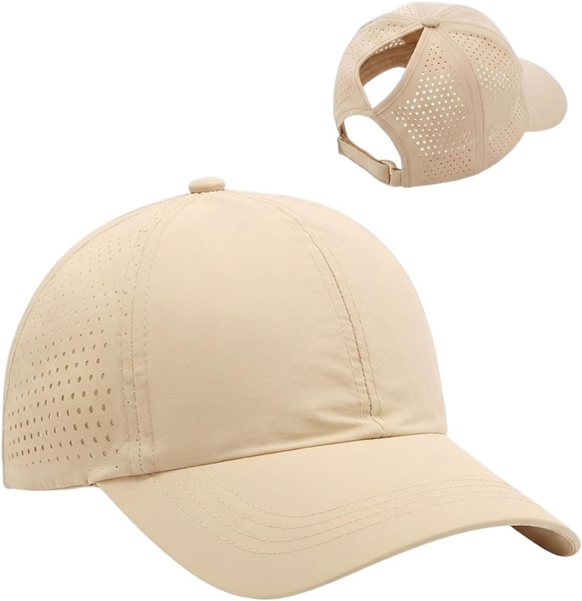 Honkbalpet voor dames, met paardenstaart-opening, sneldrogend, ademend, mesh, zonwering, kleppet voor hardlopen, outdoor, sport, zomer, lichtgewicht pet voor dames, paardenstaart, basecap (kaki