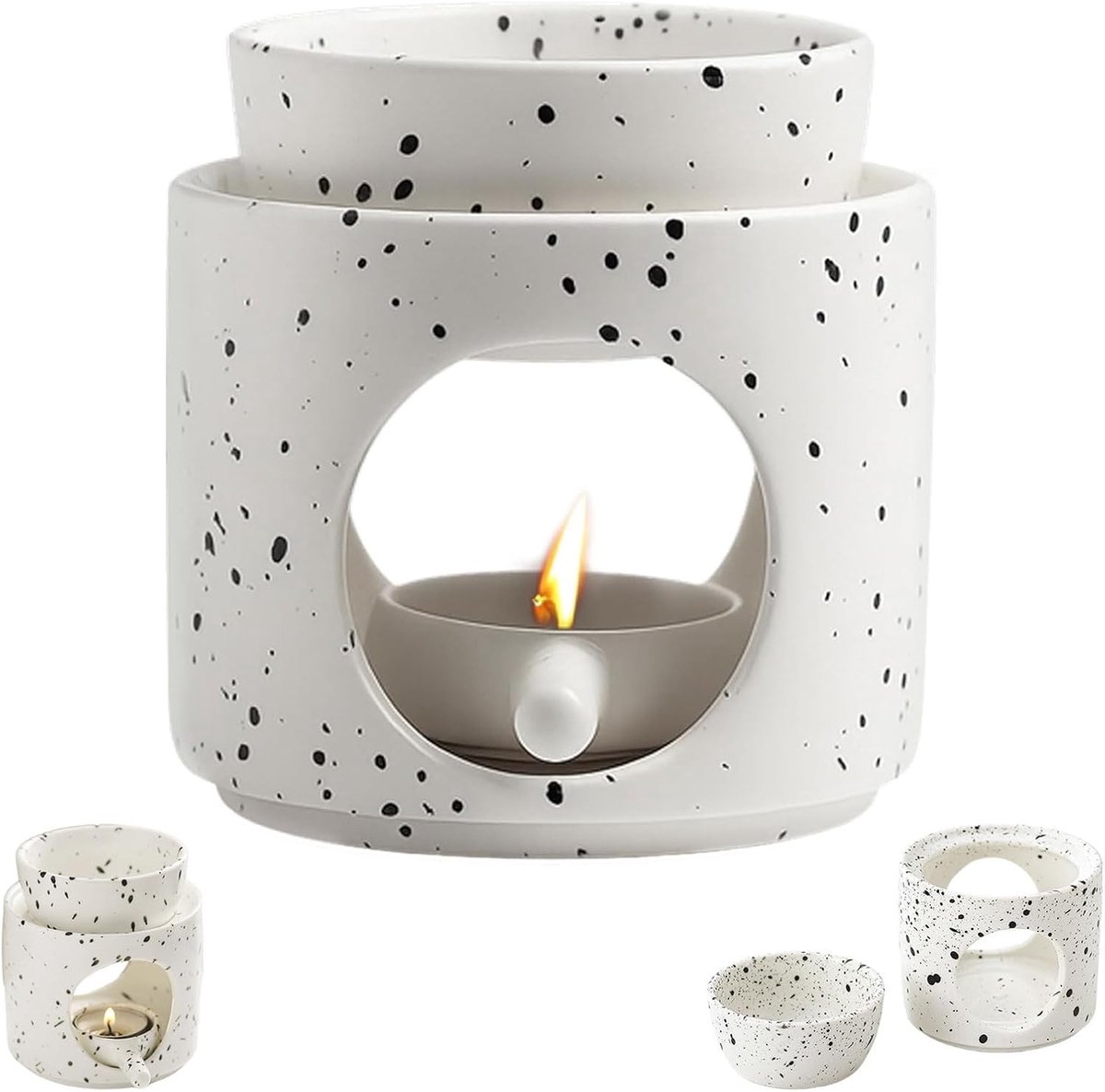 Keramische Geurlamp - Wit - 9,5 x 10 cm - Hoogwaardig Keramiek - Voor Woonkamer en Slaapkamer