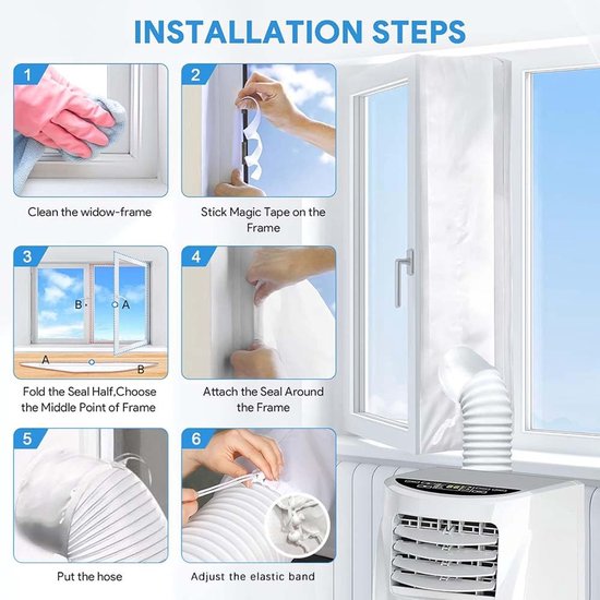 Raam-airconditioningset, 300 cm, raamafdichting voor draagbare airconditioning, universele raamafdichting voor wisselstroom en droger, AC Window, blokkeert de hete lucht — afbeelding 2