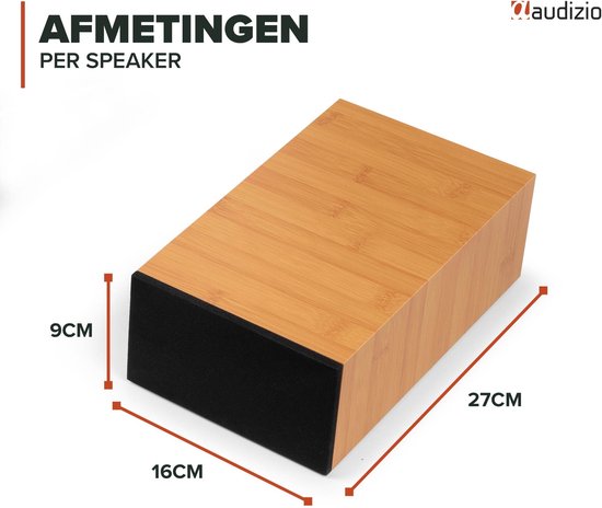 Platenspeler met speakers - Audizio Akron - LP speler - Bluetooth - AUX - 3 snelheden - Bamboe — afbeelding 4