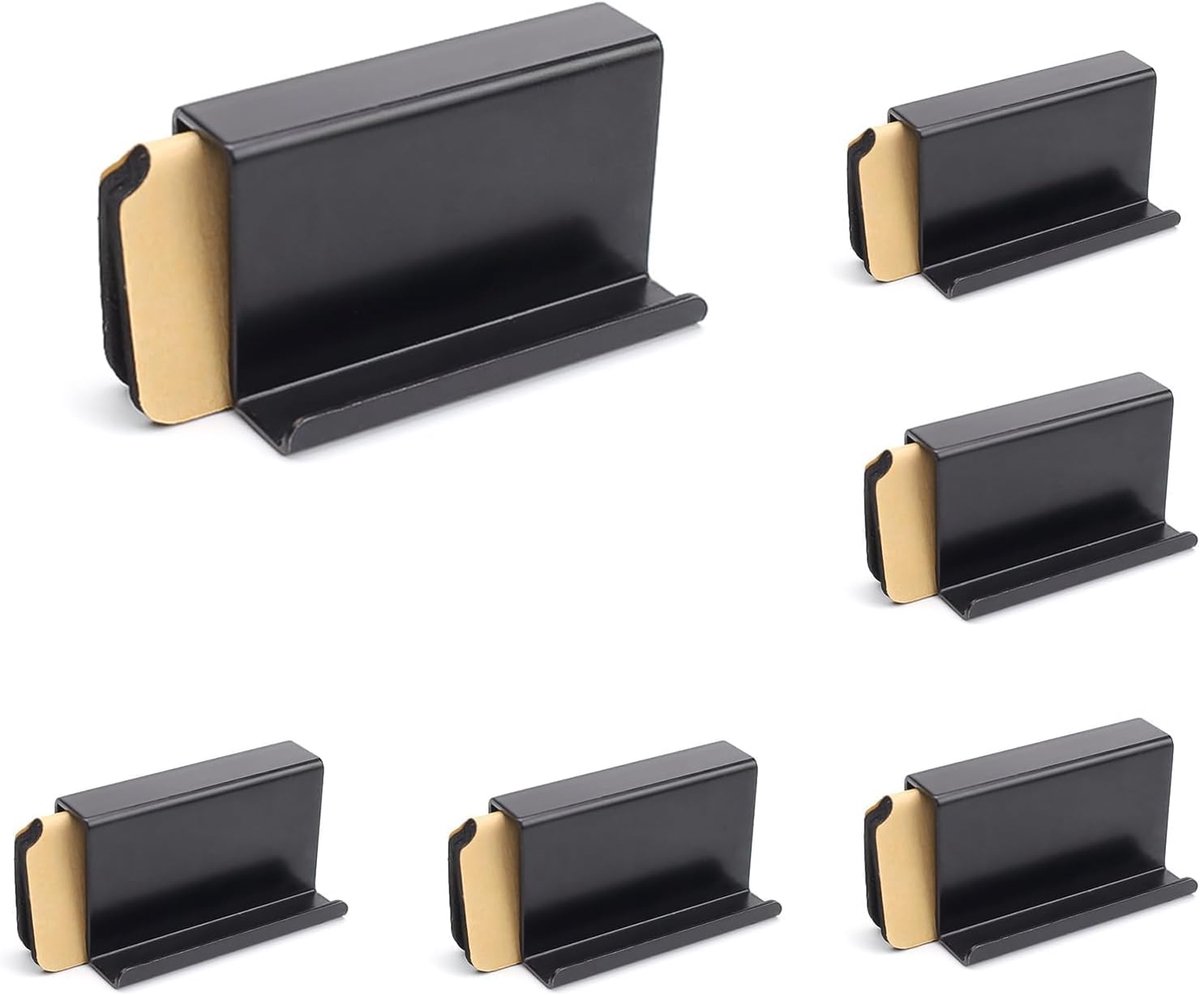 Glasdeurhendel set van 6 - zwart - geen boren - voor frameloze glasdeuren 3-6 mm - ShopVlot