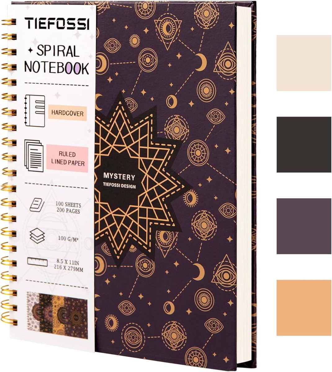 SnelShoppen - Groot Spiral Notebook A4, College Ruled, 216x297mm, 100gsm Dikte, 200 Pagina's, Duurzaam Hardcover, Perfect voor Werk en Studie