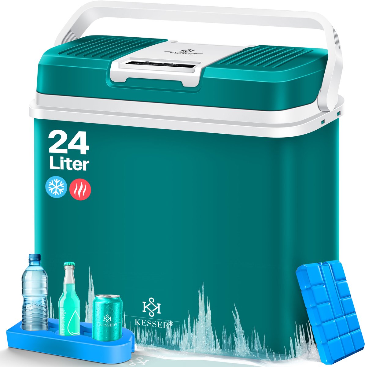 KESSER® Koelbox 24 L - Thermo-elektrisch, koelen en verwarmen - 12V en 230V - Petrolgroen