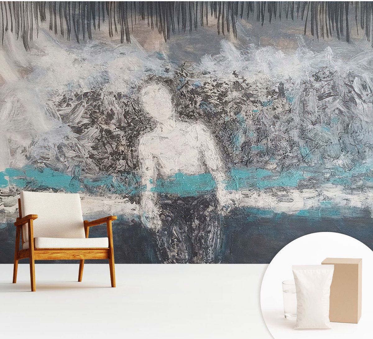 Wallfluent Fotobehang - Grijs Vliesbehang - 312x219 cm - Mysterieuze Wereld Fotobehang Vlies - Hal behang Abstractie - Muurschildering - Woonkamer behang