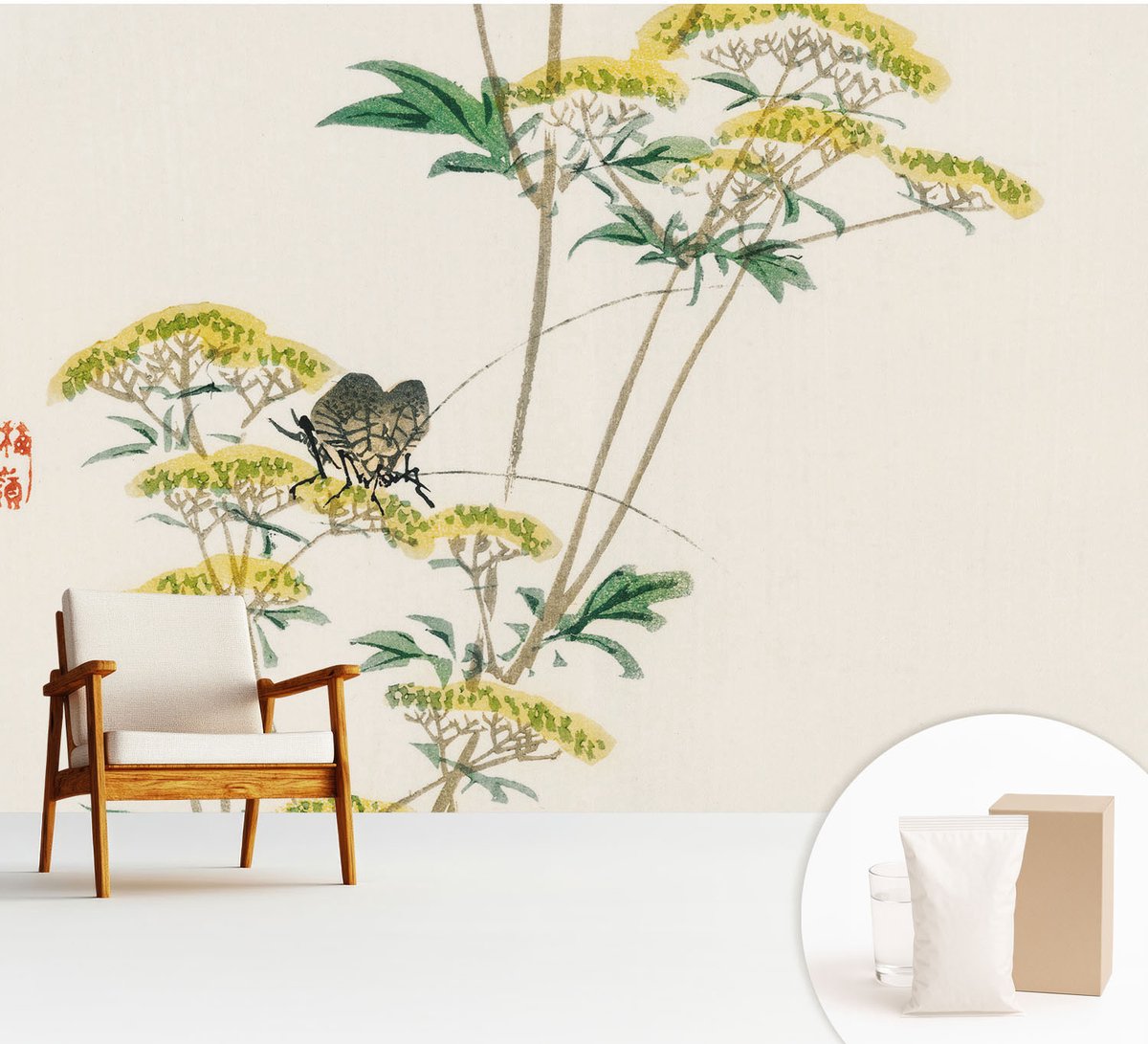 Wallfluent Fotobehang - Wit Vliesbehang - 312x219 cm - Bloemen Natuur Fotobehang Vlies - Woonkamer behang Bloemen En Planten - Muurschildering - Hal behang