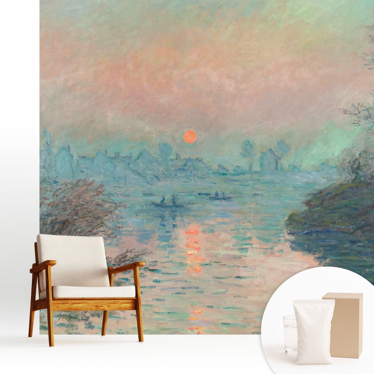 Wallfluent Fotobehang - Blauw Vliesbehang - 250x250 cm - Atmosferische Schemering Fotobehang Vlies - Hal behang Landschappen - Muurschildering - Woonkamer behang