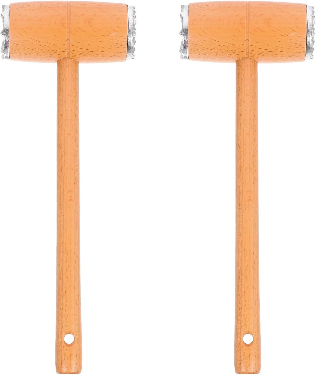 2 stuks vleesvermalser: Houten vleesvermalserhamer - Handmatige steakhamer voor het mals maken van rundvlees - Keuken steakhamergereedschap beige