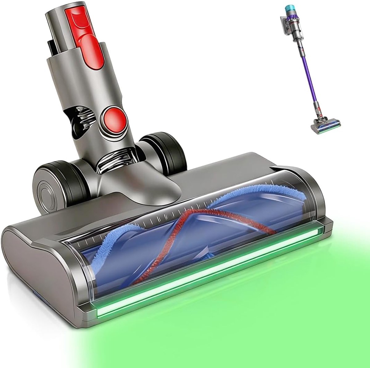 Borstelkop met LED-Verlichting voor Stofdetectiefunctie,Compatibel met Dyson Gen5 Detect Stofzuiger–Accessoire Vloermondstuk & Turboborstel voor Tapijt en Harde Vloer.