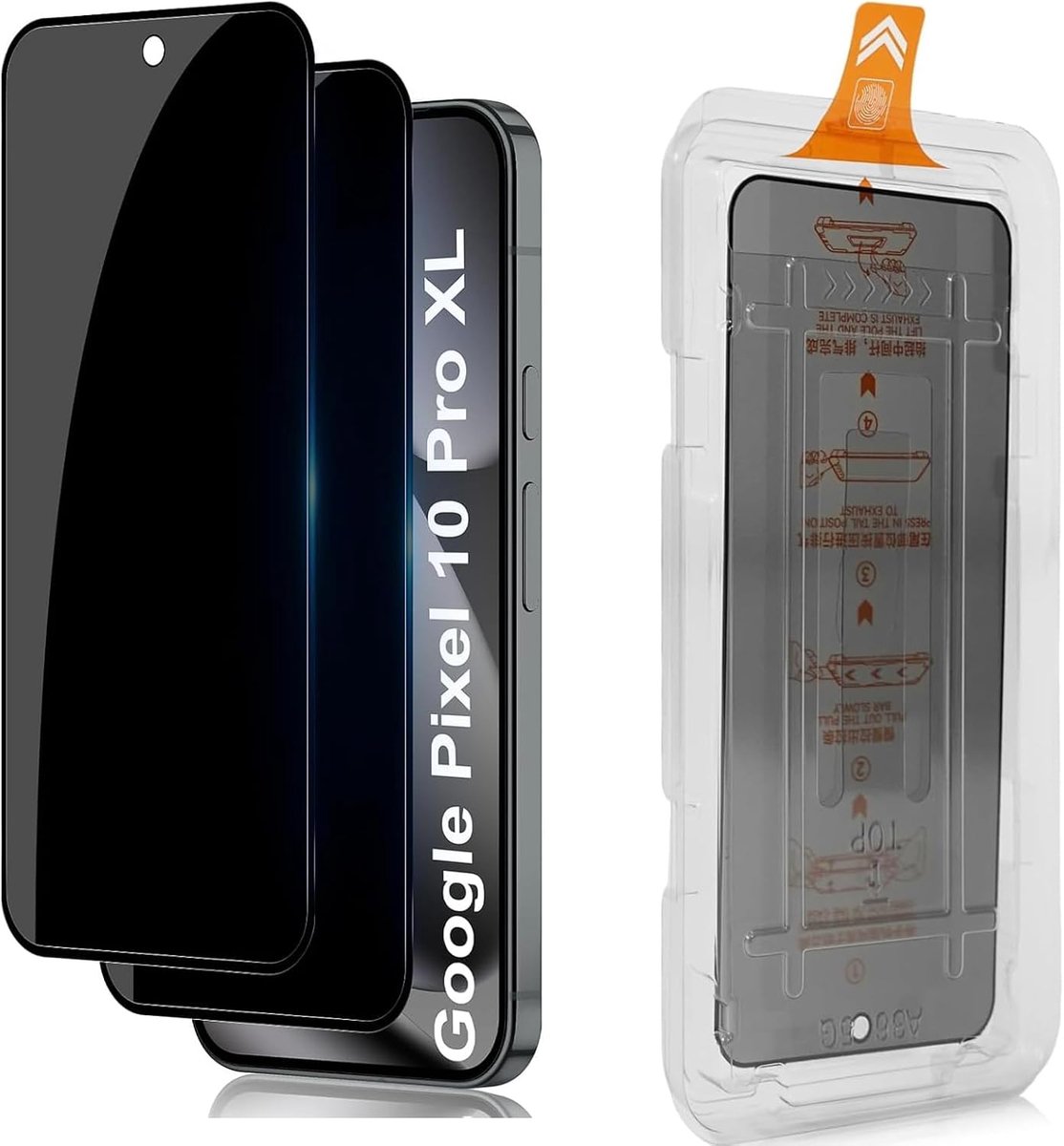 Screen Protector voor Google Pixel 10 Pro XL, gehard glas, [automatische installatie], 2 stuks, 19H hardheid, anti-spionage privacyfolie