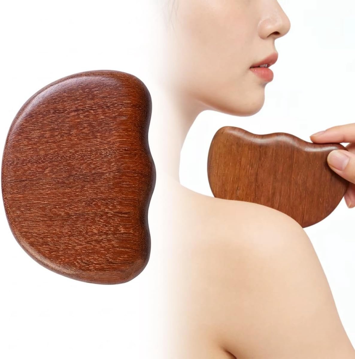 1 Stuk Natuurlijke Houten Gua Sha Plaat – Massage Tool Voor Gezicht, Nek En Lichaam, Bevordert De Bloedsomloop