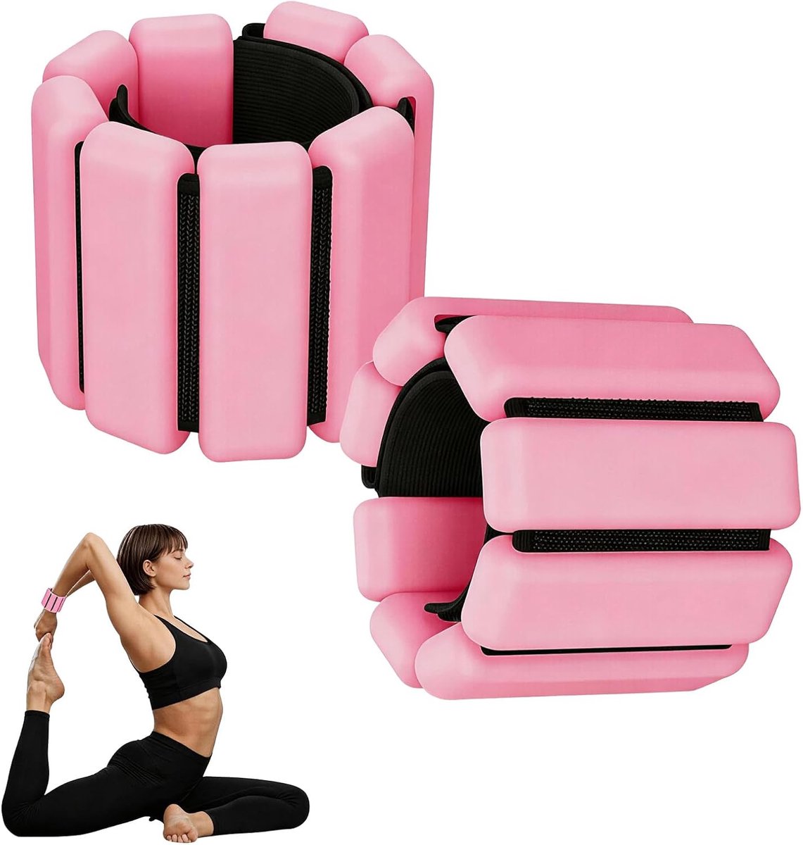 Gewichtsmanschetten, 2 stuks verstelbare siliconen polsbandjes, set polsgewichten van 2 lb, set enkelgewichten, siliconen polsgewichten, voor yoga, dans, joggen (grijs)
