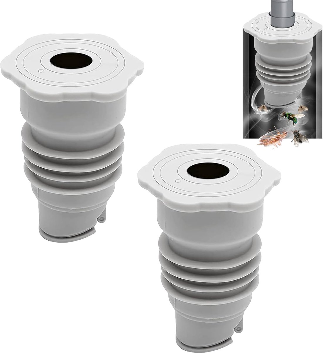 Pack of 2, 45-50 mm, Grey Universal Drain Pipe Seal, for Washing Machine Connection, Adapter, Drain Hose, Waterproof - ShopVlot