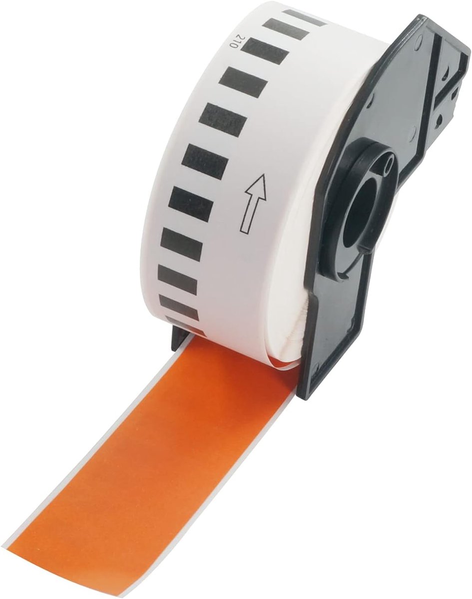 BETCKEY - Coloured labels, compatible with Brother DK 22210, 29 mm x 30.48 m, roll of continuous paper, white - ShopVlot