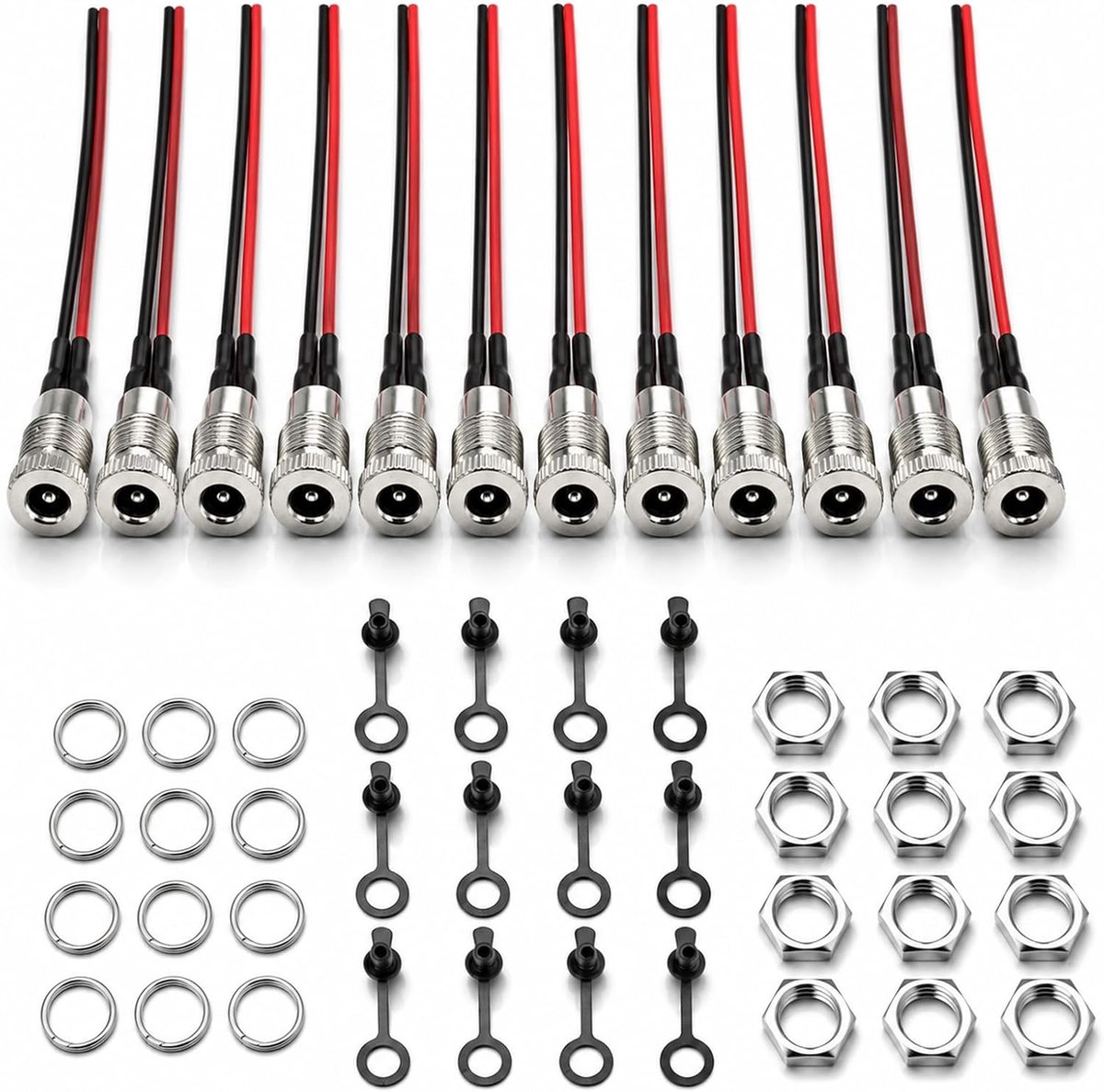 DC plug 12V - 12 sets - voor paneelmontage - betrouwbare verbinding voor elektronische projecten - ShopVlot