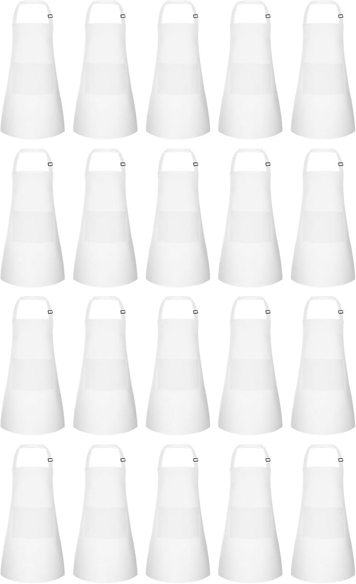5/10/20 Pcs Kids Apron With 2 Pockets Adjustable Kids Chef Apron Bulk For Cooking Baking Painting Crafting, White, 18 - ShopVlot