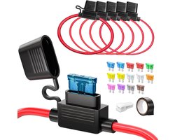 JOREST 5 stuks 12 (1) + 16 AWG (4) standaard zekeringhouder, 12 V auto platte zekeringhouder met ATO platte zekeringen - ShopVlot