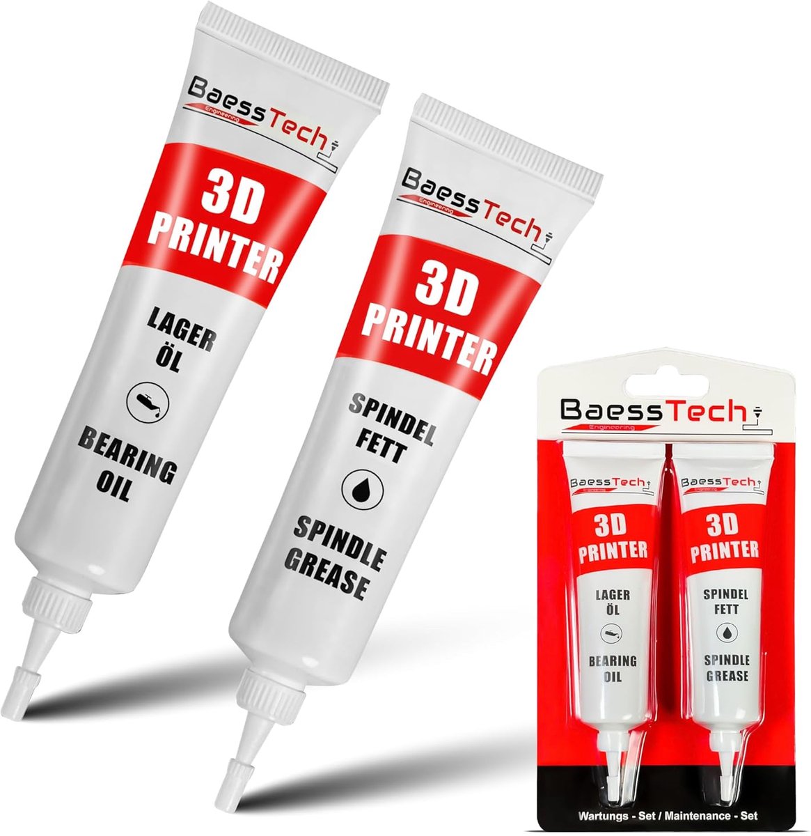 SnelShoppen - 3D Printer Onderhoudsset - Professionele Vet en Olie voor 3D Printers - Spindle Vet en Lagers Olie Set - 30ml en 30g voor Geluidsreducti