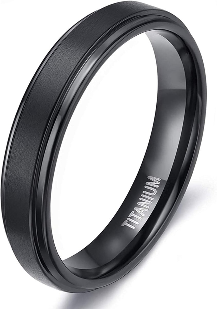 Zakk Ring, Men, Women, Titanium, Engagement Rings, Wedding Bands, Black Brushed, 4mm, 6mm, 8mm, Titanium - ShopVlot