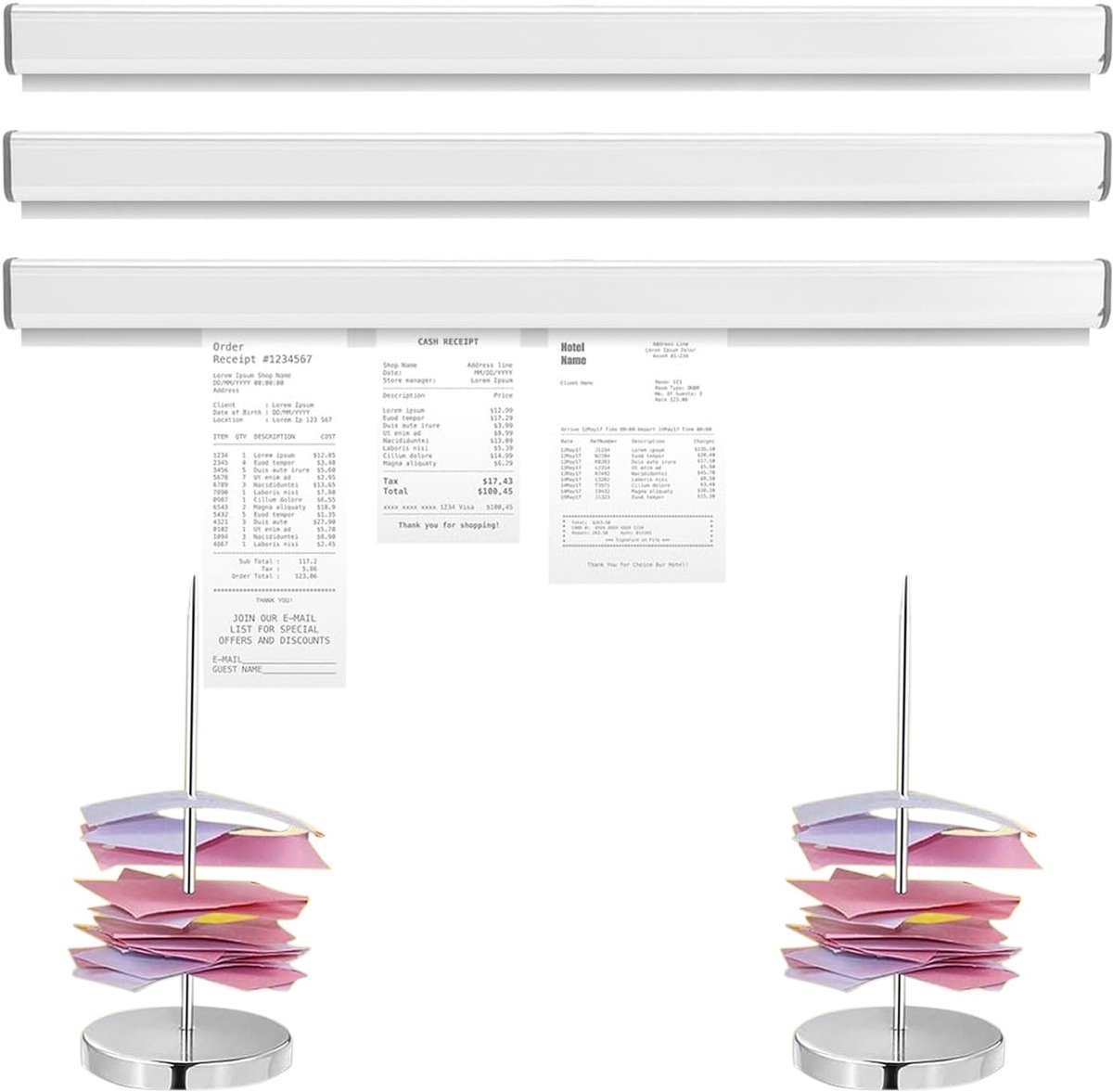 3pcs 40cm Receipt Frame Gastronomy Self Adhesive Bonrail Wall Clamp Tabs Tab - ShopVlot