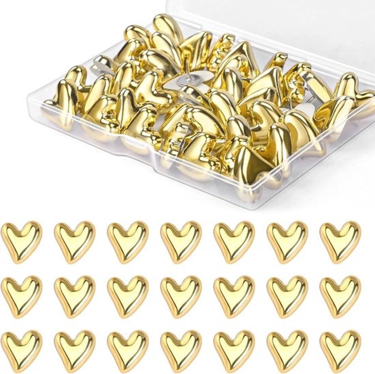 hartvormige punaises - met kleurrijke koppen - 36 metalen pushpins - voor prikbord en kurkplaat
