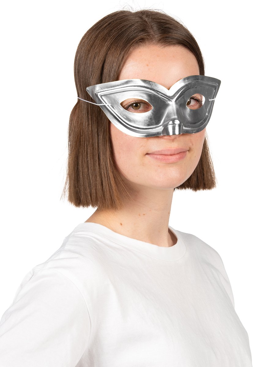 Vegaoo - Zilveren glanzend oogmasker volwassenen