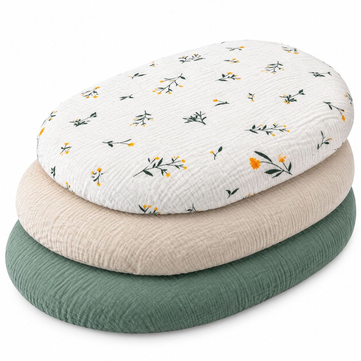 VHV - Hydrofiele baby hoeslaken wieg - 3 stuks - Ademend elastisch comfortabel - 40 cm - Kinderwagen matras - Hoeslaken ledikant - voor babywiegje