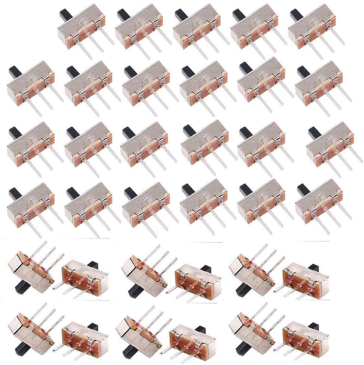 180 Stuks Mini Slide Switch 3 Pin 2 Positie 1P2T SPDT met PCB Paneel voor Arduino - 0.5A 50V DC 3mm Schakelaar voor Elektronica en DIY Projecten