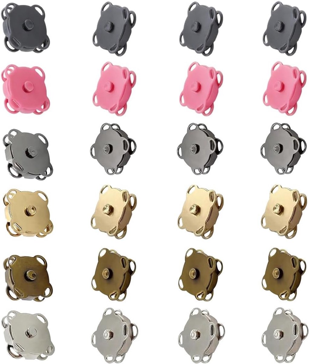 Magneetknopen 14 mm - 24 paar - 6 kleuren - voor tassen en accessoires - ShopVlot