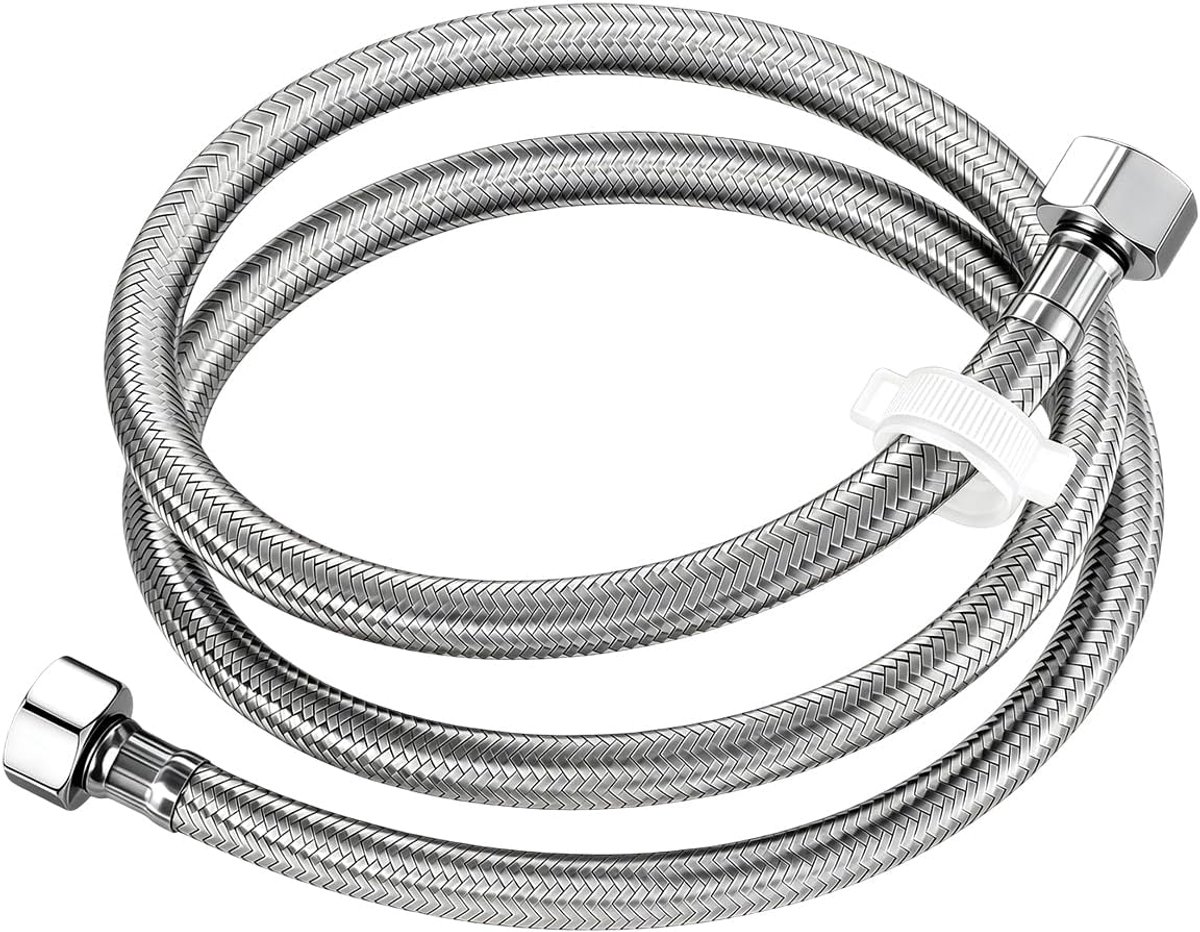 Kraanaansluitingen 120cm - G1/2"xG1/2" - Roestvrij staal - Flexibele slang voor eenvoudige installatie - ShopVlot
