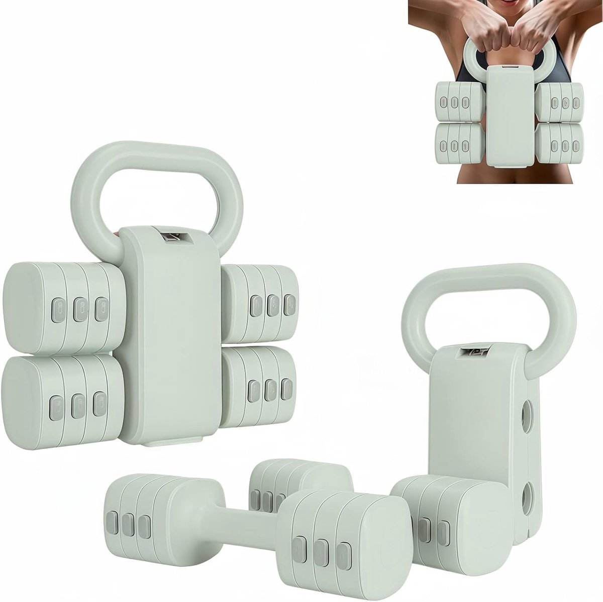 SnelShoppen - Adjustable Dumbbell Set 2-in-1 Gewichten voor Thuis Gym, Verstelbare Dumbbells met Antislip Handgreep, Handgewichten voor Fitness en Wor