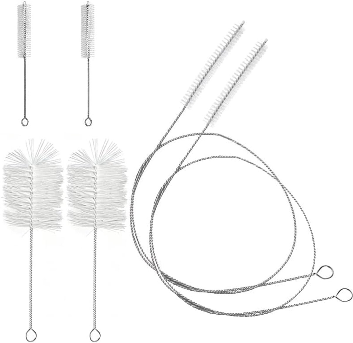 SnelShoppen - Hose Brush Set 6-delig - 1.5 m Flexibele Slangborstels, Flessenborstel, Nylon Borstels voor Hoses, Tubes, Aquariums en Huishouden